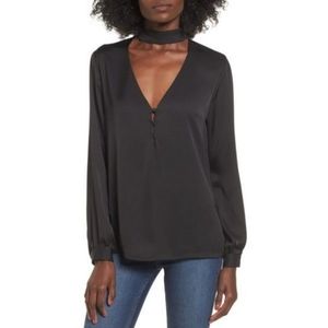 L'Acadamie Harper Choker Blouse in Black